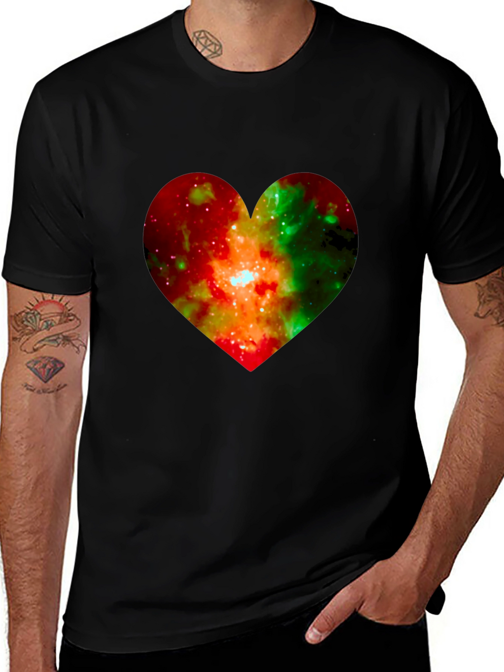 Galaxy Heart Graphic Black T-Shirt