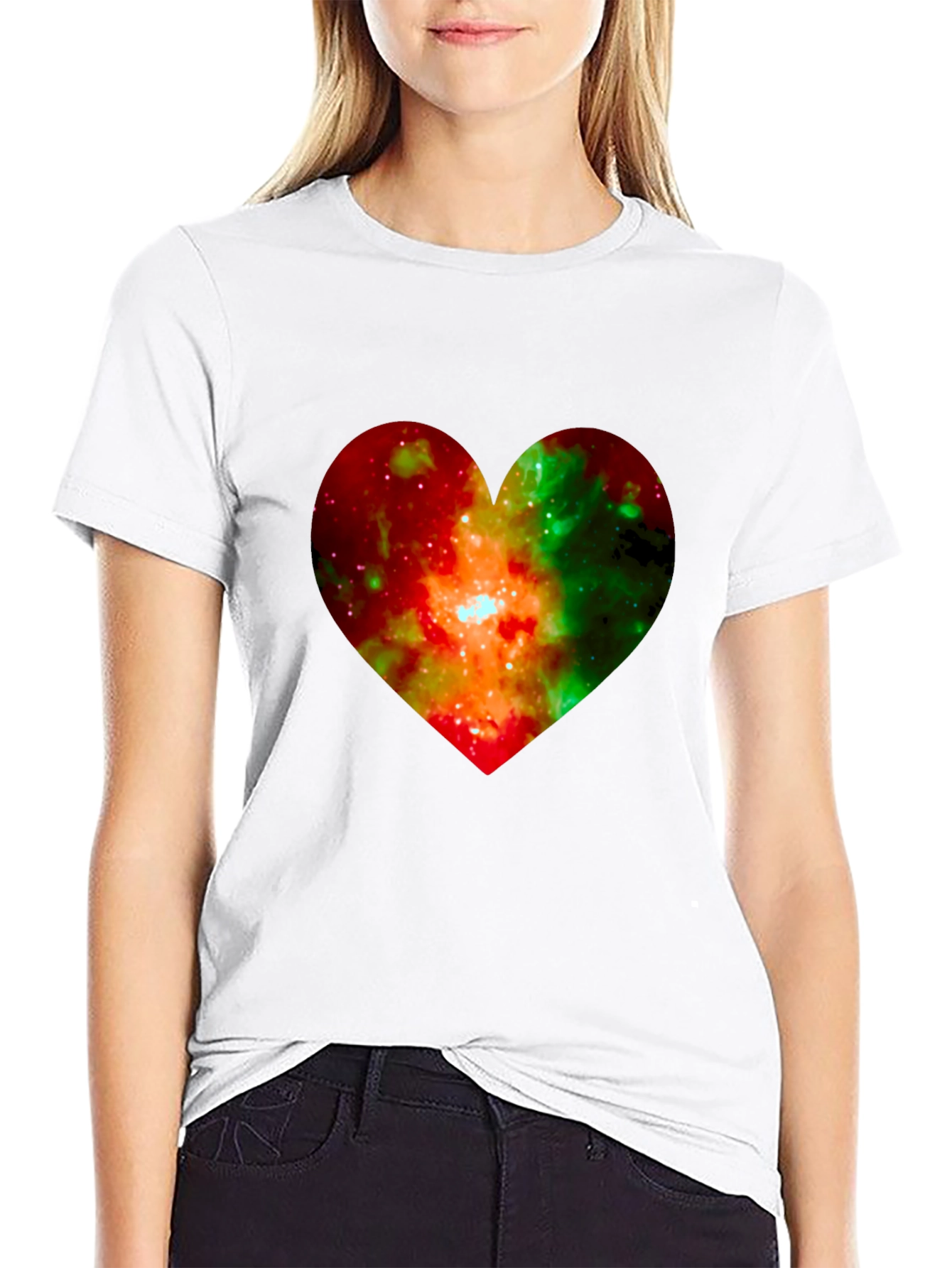 Galaxy Heart Graphic Black T-Shirt