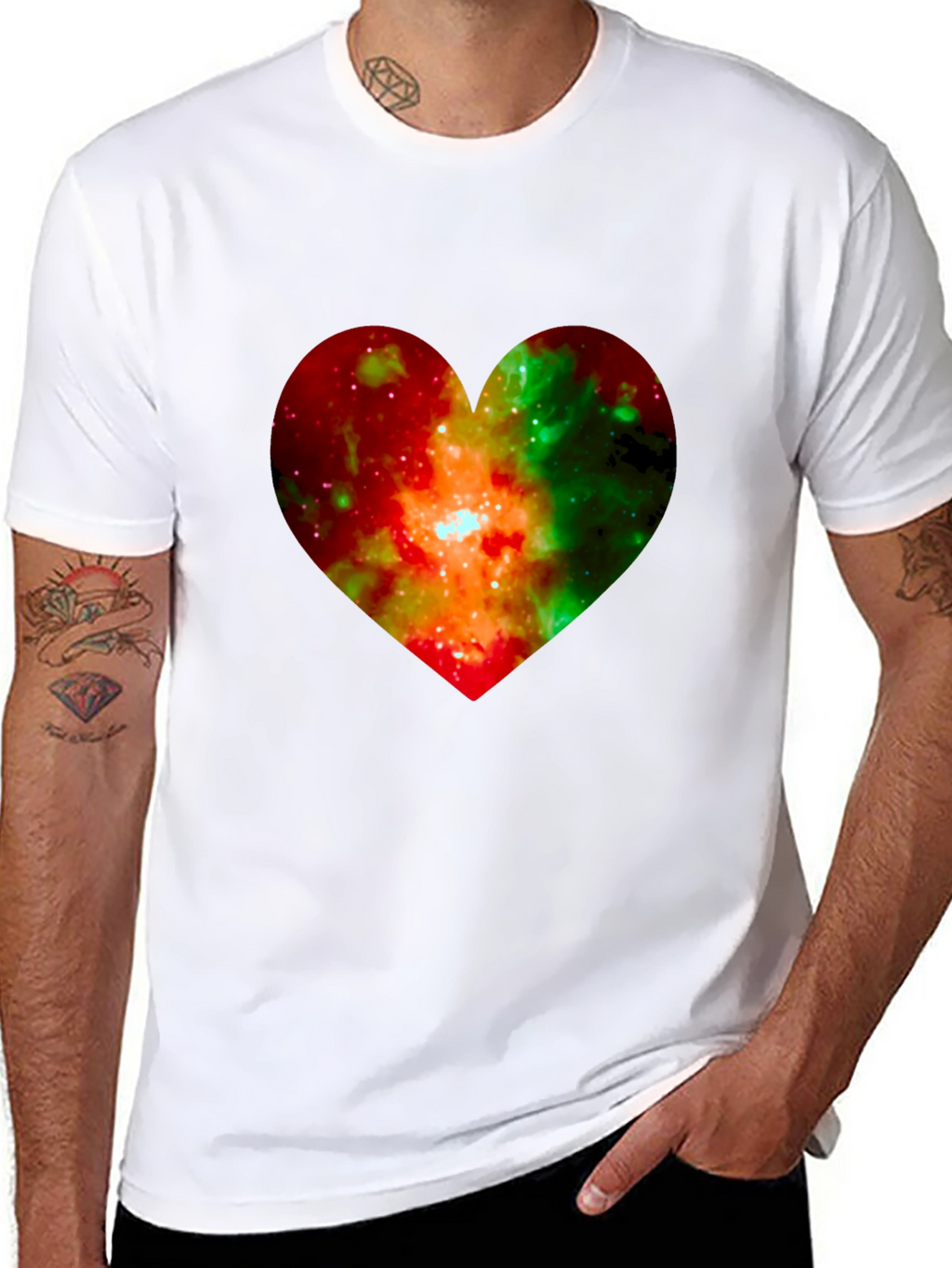 Galaxy Heart Graphic Black T-Shirt