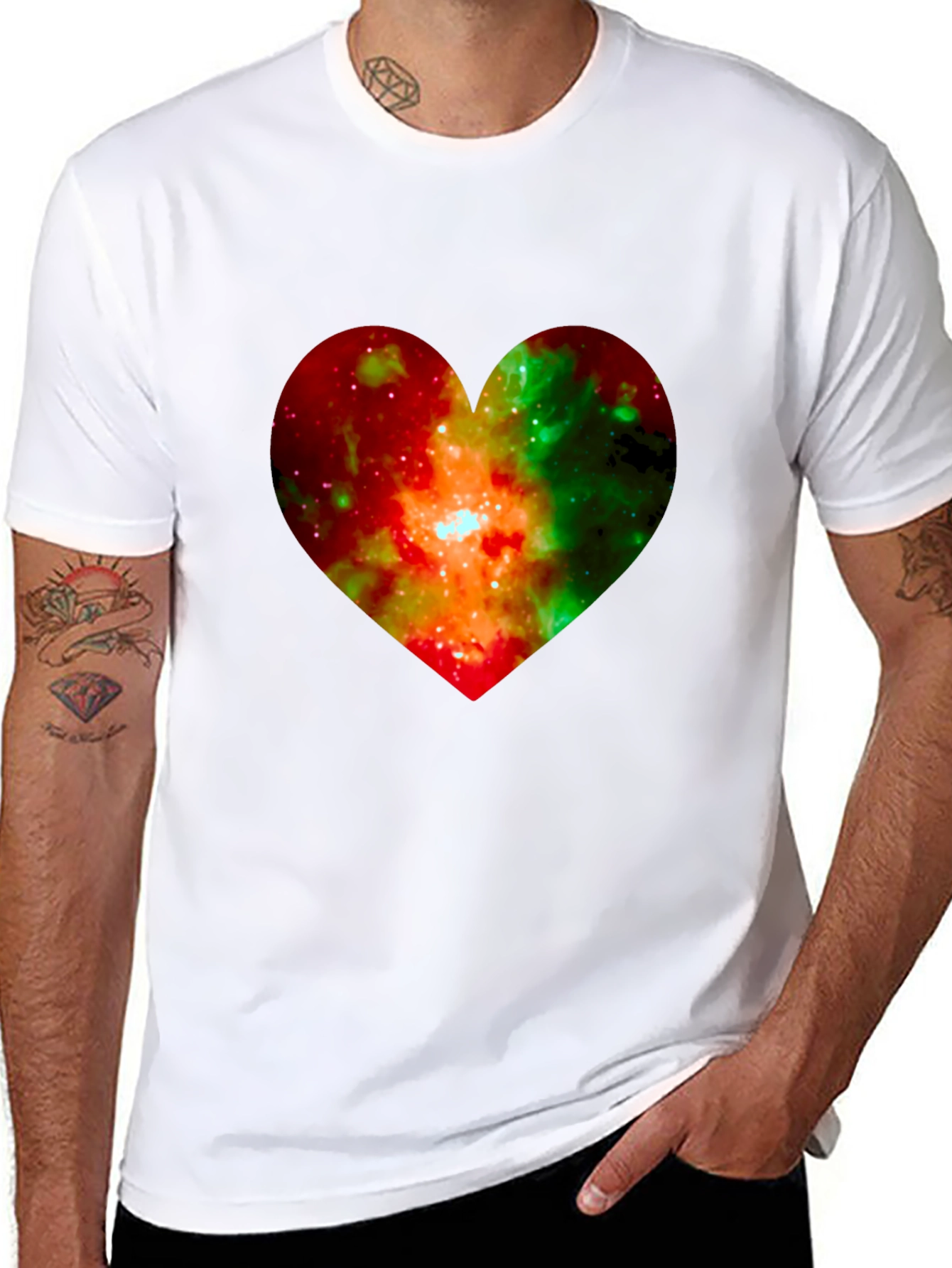 Galaxy Heart Graphic Black T-Shirt