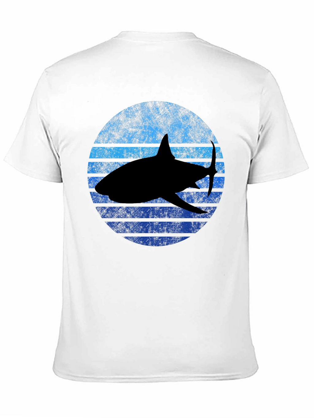 Retro Shark Graphic Tee - Black Cotton T-Shirt