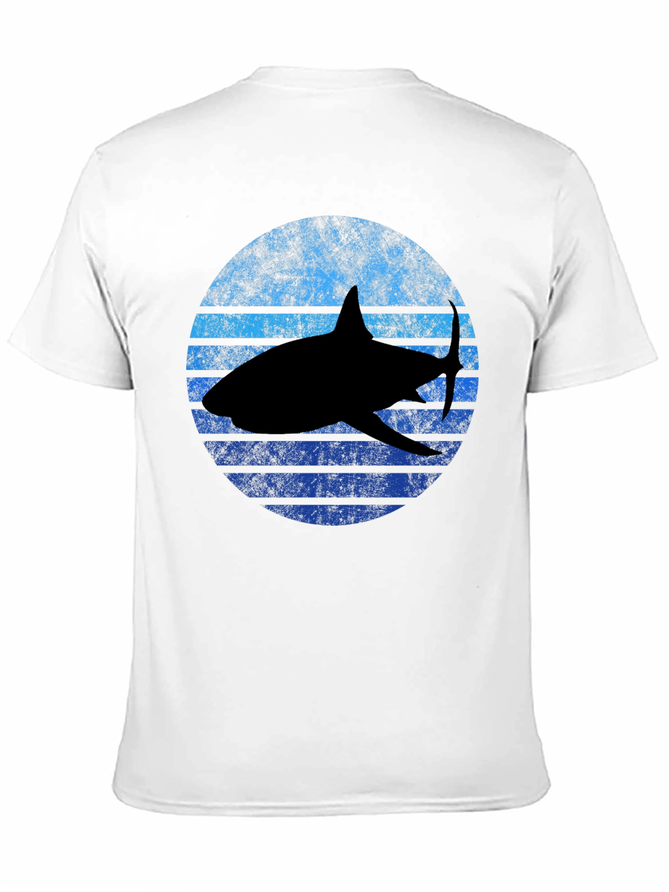 Retro Shark Graphic Tee - Black Cotton T-Shirt