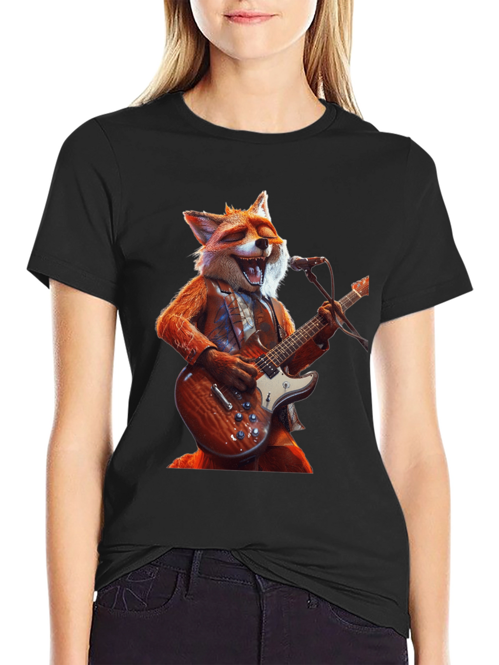 Fox Guitarist Graphic Tee - Rocking Style
