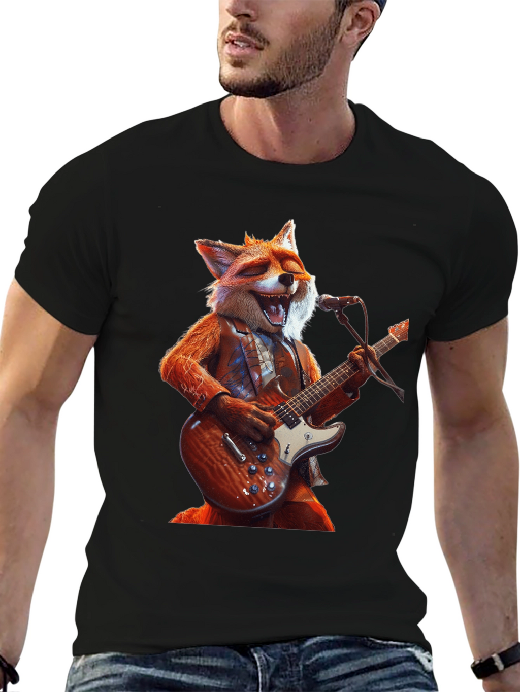 Fox Guitarist Graphic Tee - Rocking Style