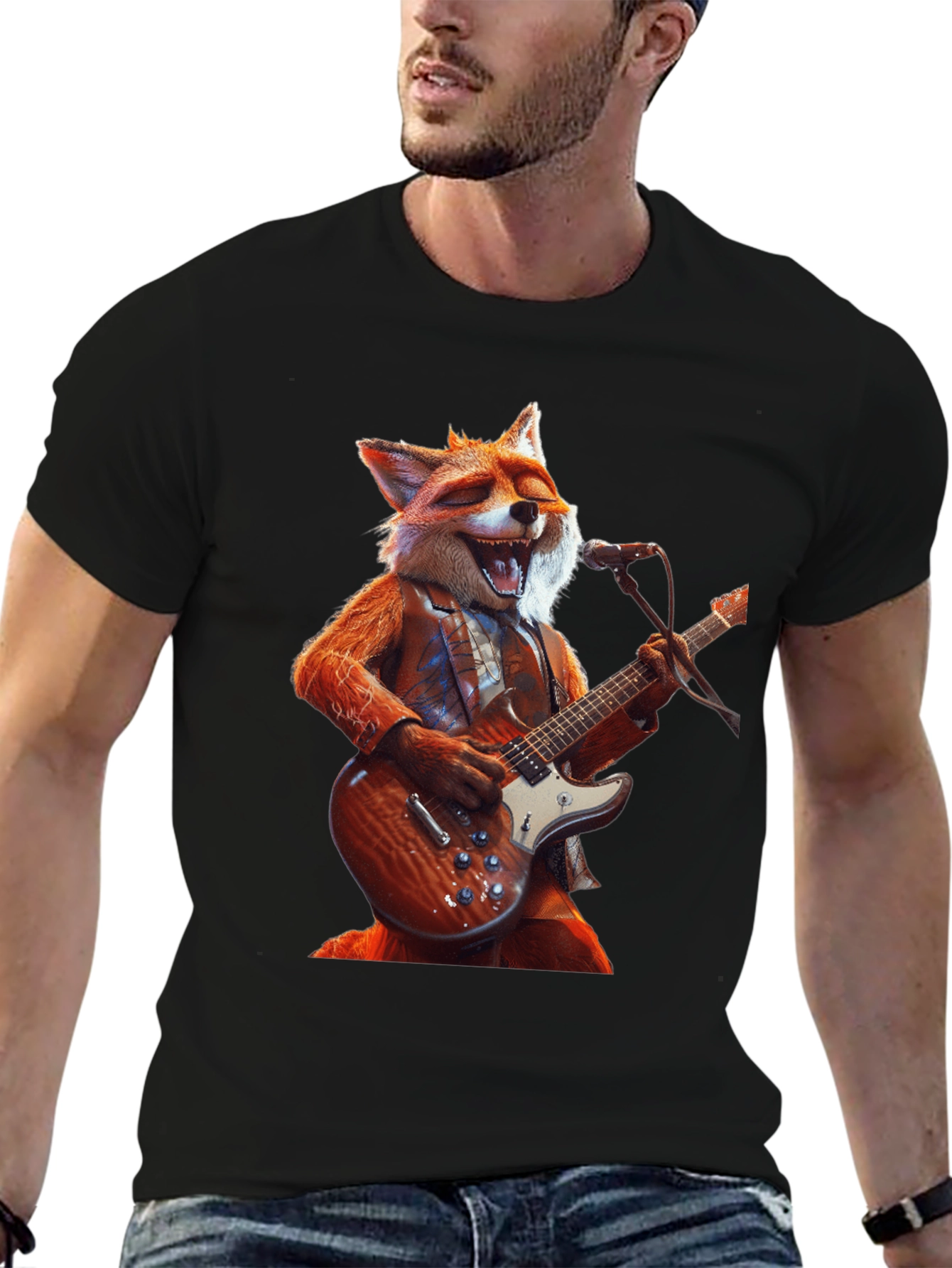 Fox Guitarist Graphic Tee - Rocking Style