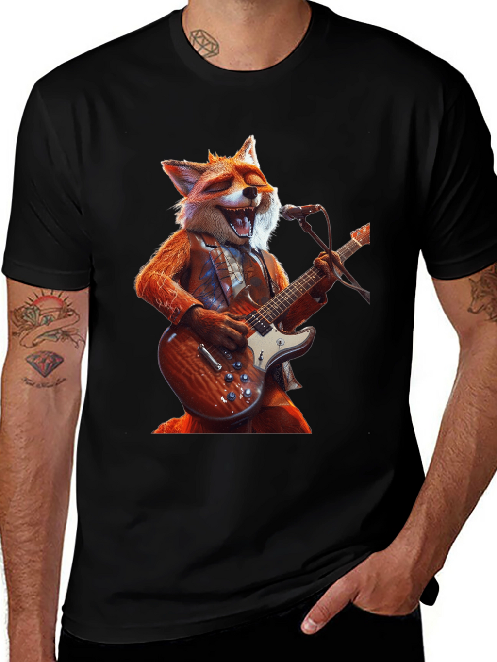 Fox Guitarist Graphic Tee - Rocking Style