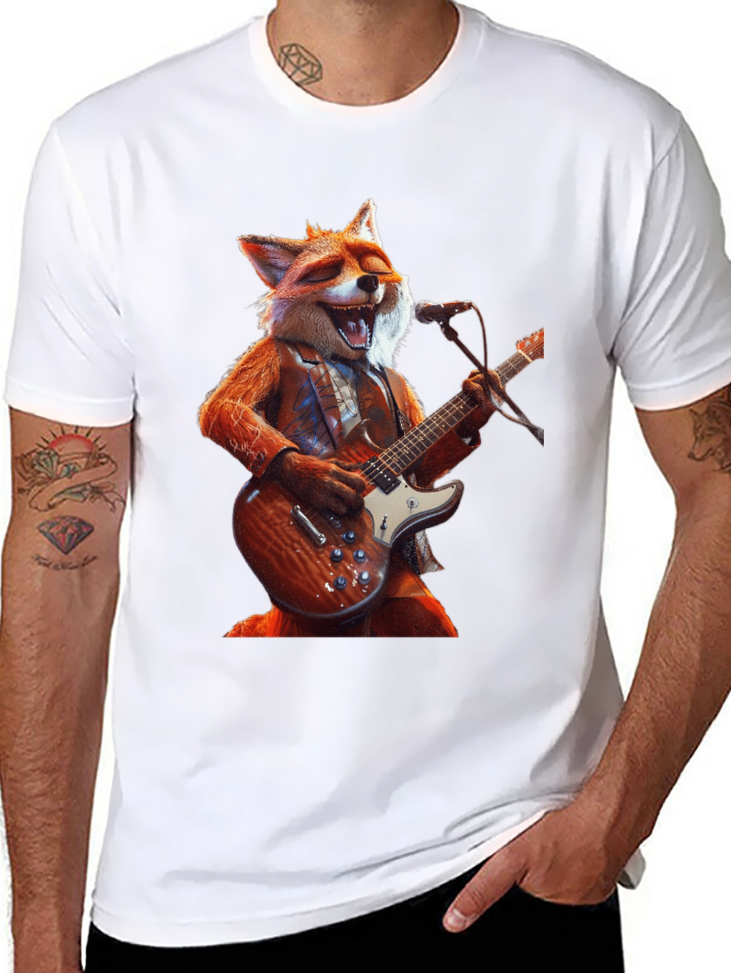 Fox Guitarist Graphic Tee - Rocking Style
