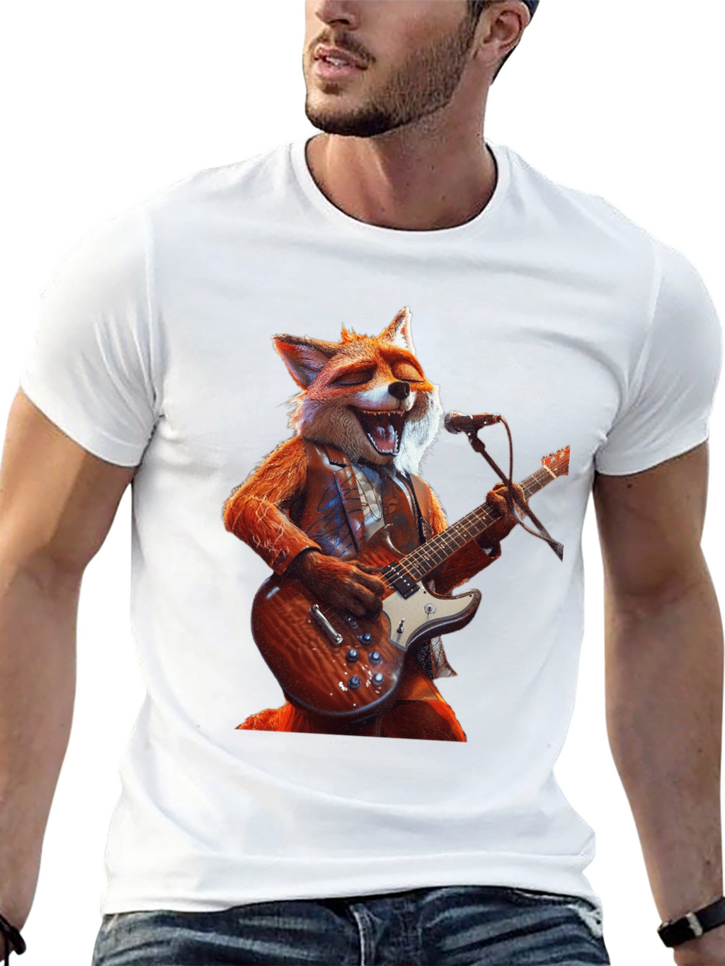Fox Guitarist Graphic Tee - Rocking Style