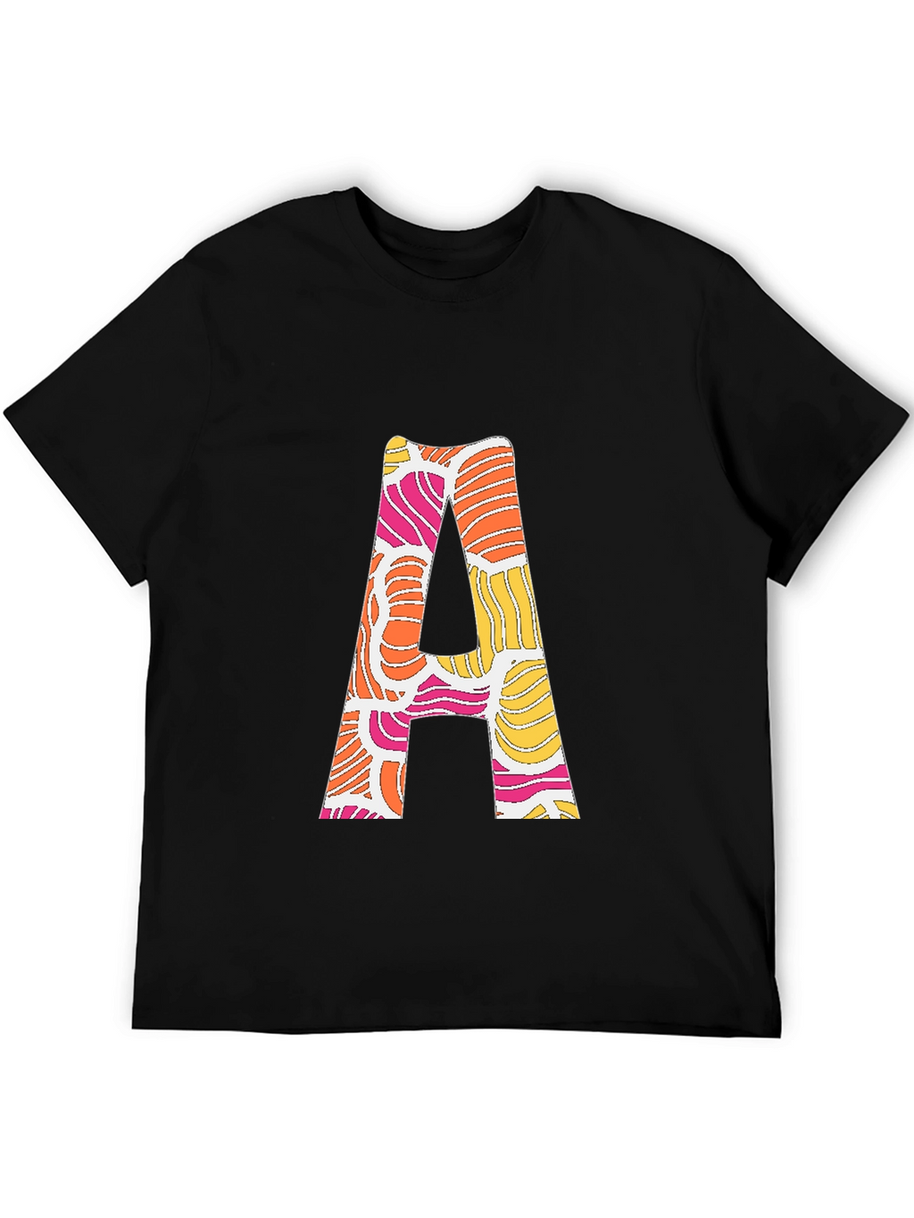 Retro Initial A Graphic Tee - Black