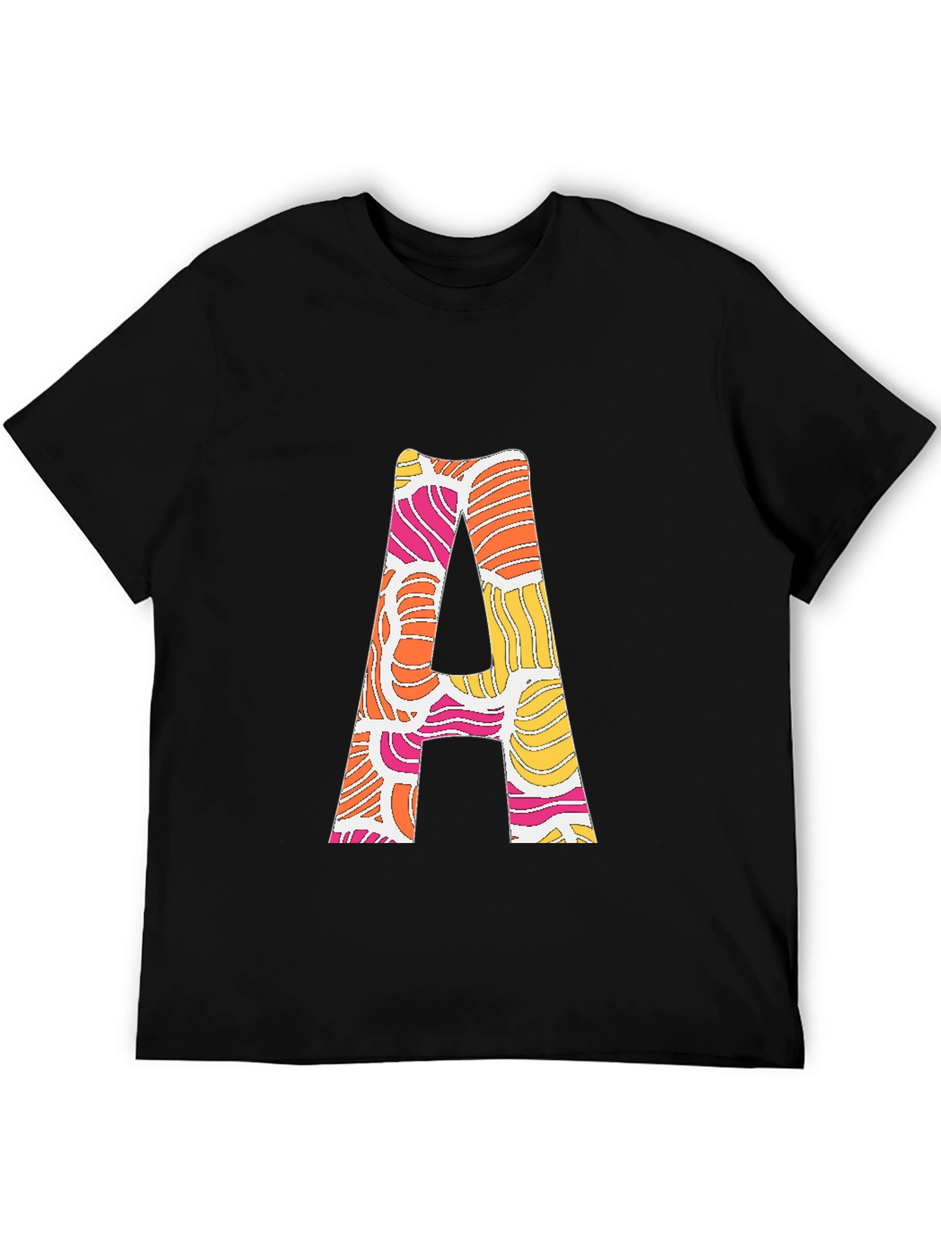Retro Initial A Graphic Tee - Black