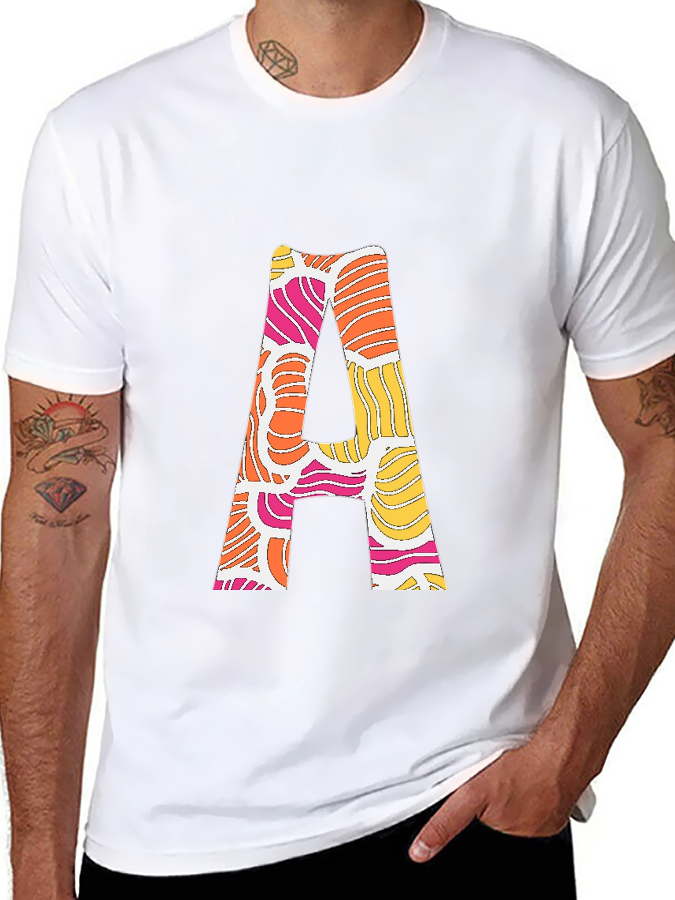 Retro Initial A Graphic Tee - Black