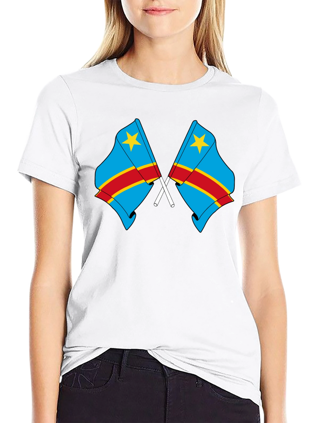 Congo Flags Graphic Black T-Shirt