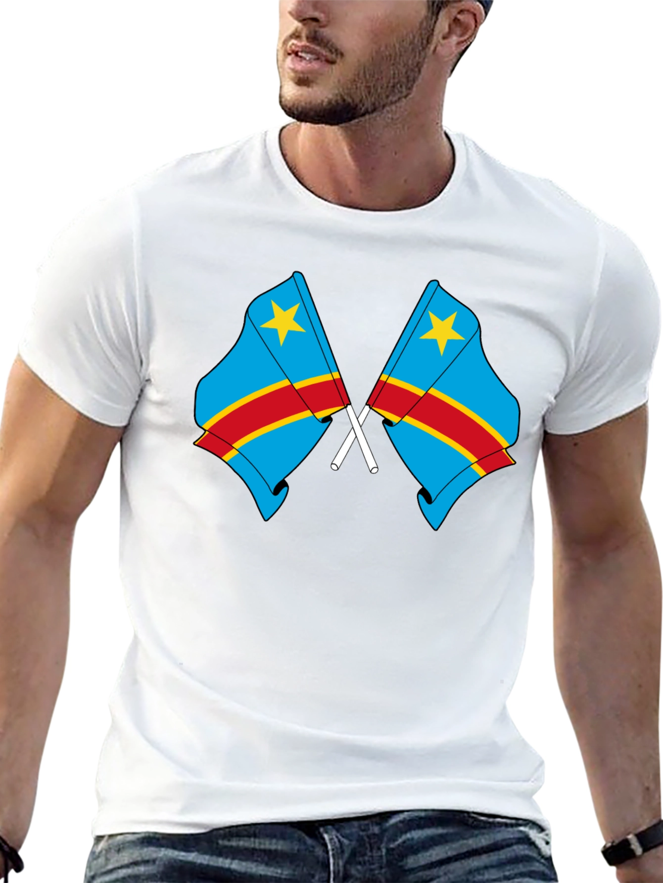 Congo Flags Graphic Black T-Shirt