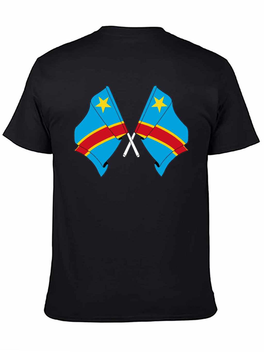 Congo Flags Graphic Black T-Shirt