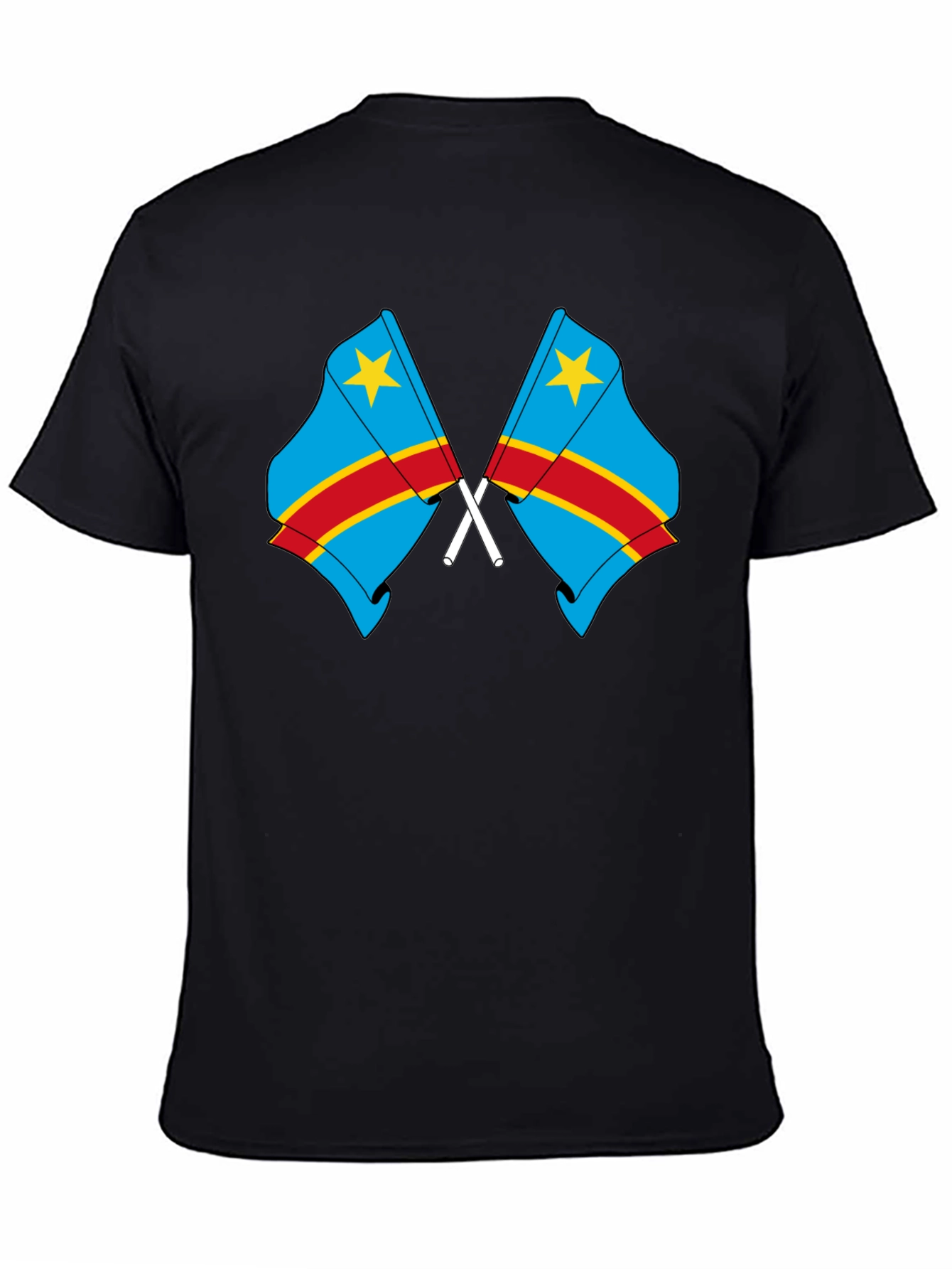 Congo Flags Graphic Black T-Shirt