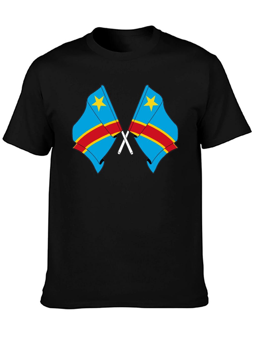 Congo Flags Graphic Black T-Shirt