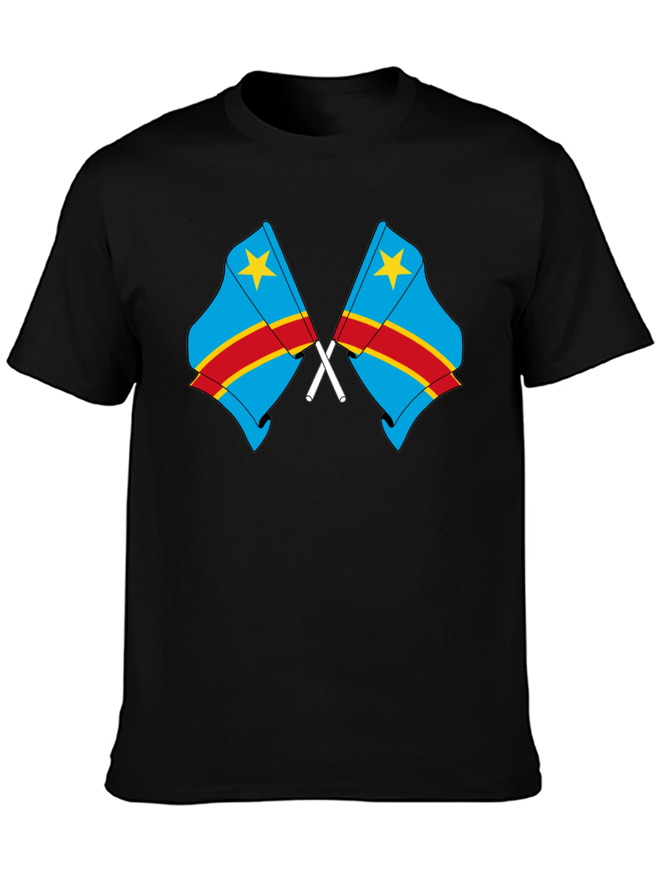 Congo Flags Graphic Black T-Shirt