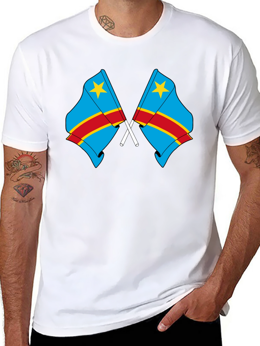 Congo Flags Graphic Black T-Shirt