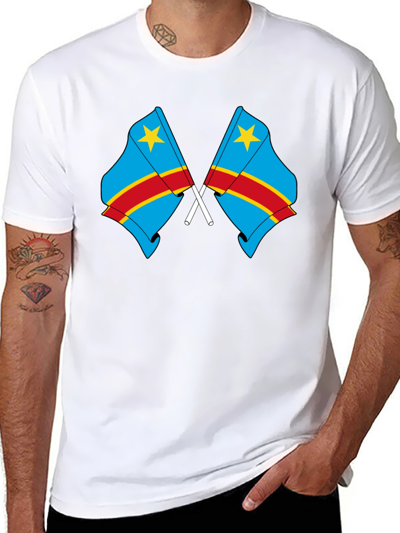 Congo Flags Graphic Black T-Shirt