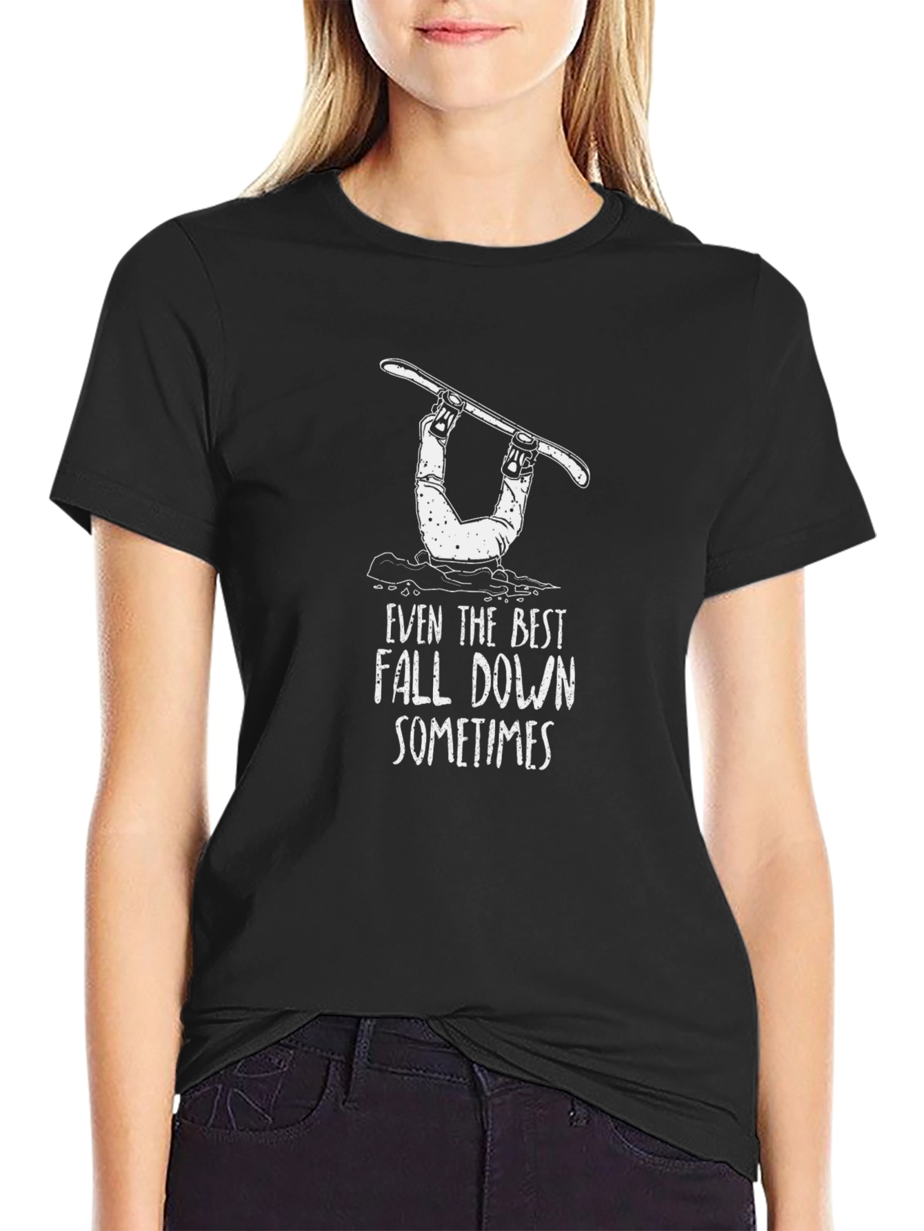 Snowboarder Humor Tee: Even the Best Fall Down