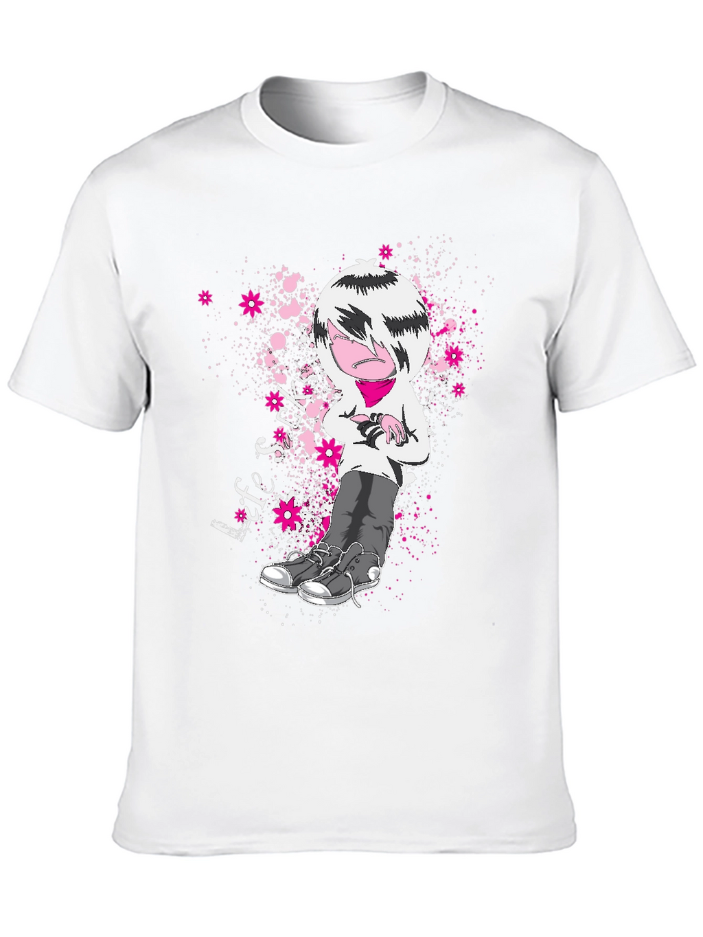 Emo Cartoon T-Shirt - Black