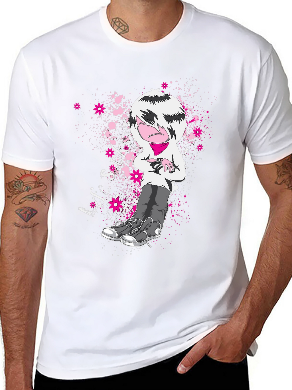 Emo Cartoon T-Shirt - Black