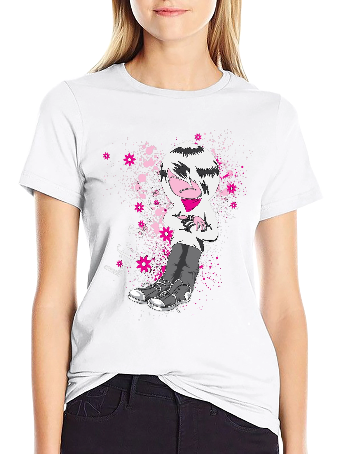 Emo Cartoon T-Shirt - Black
