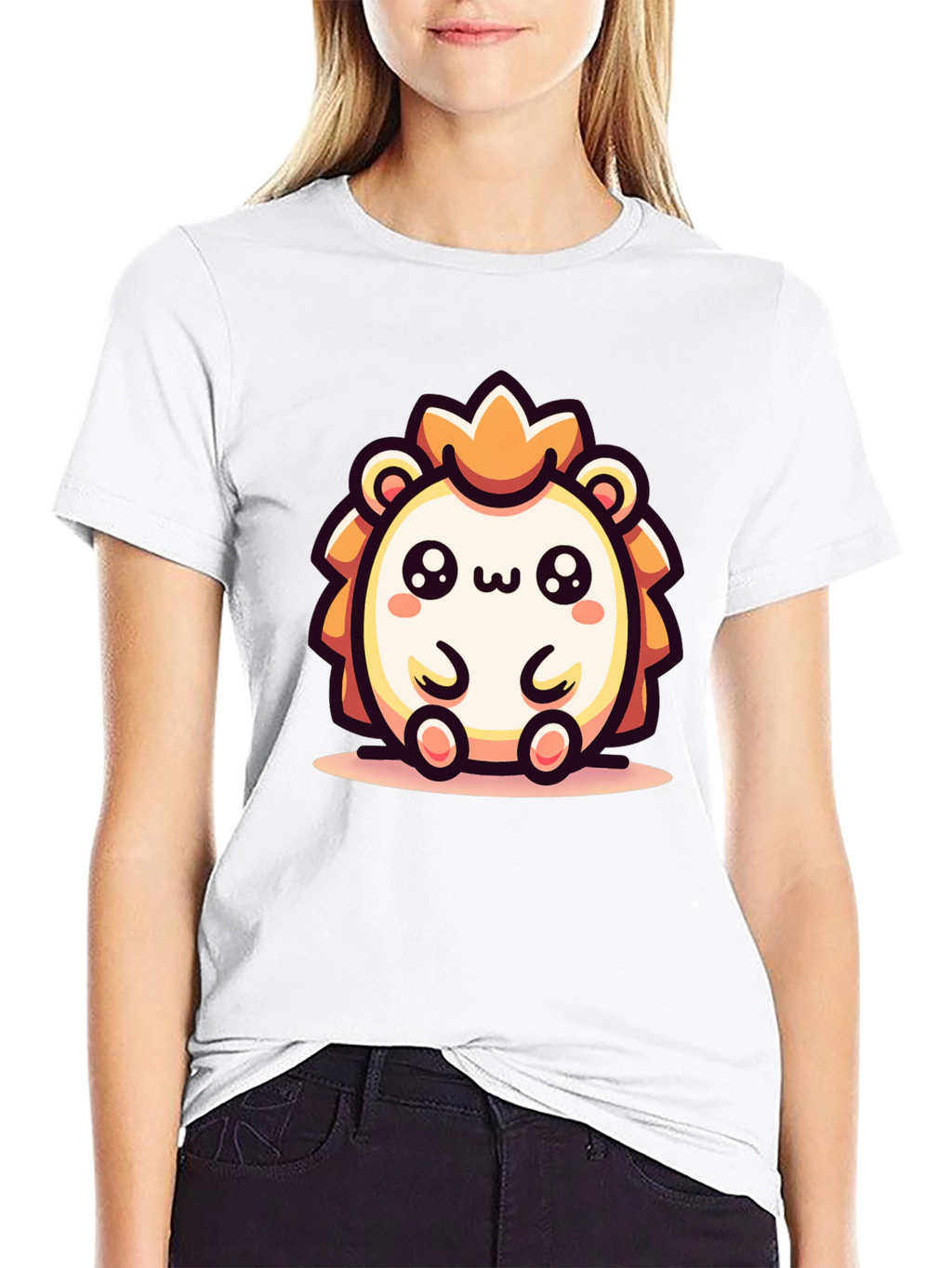 Kawaii Hedgehog Graphic Tee - Cute Cartoon Animal Shirt