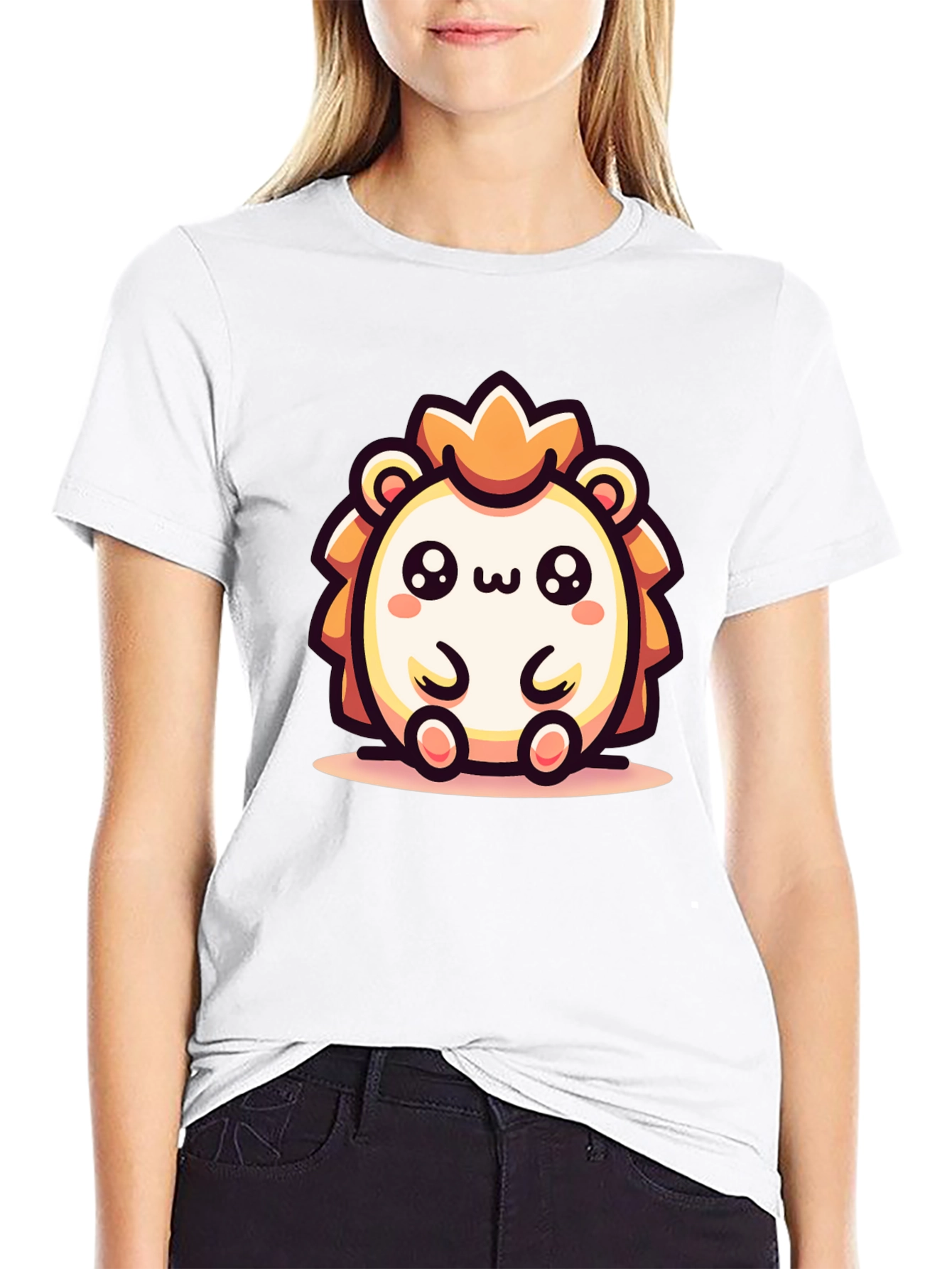 Kawaii Hedgehog Graphic Tee - Cute Cartoon Animal Shirt