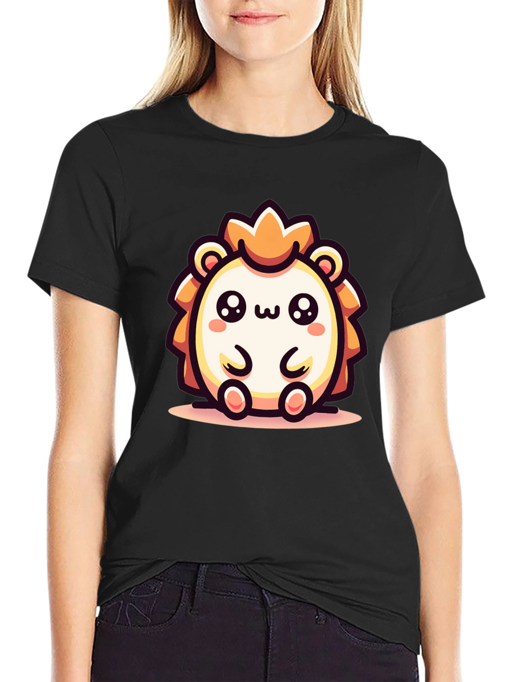 Kawaii Hedgehog Graphic Tee - Cute Cartoon Animal Shirt