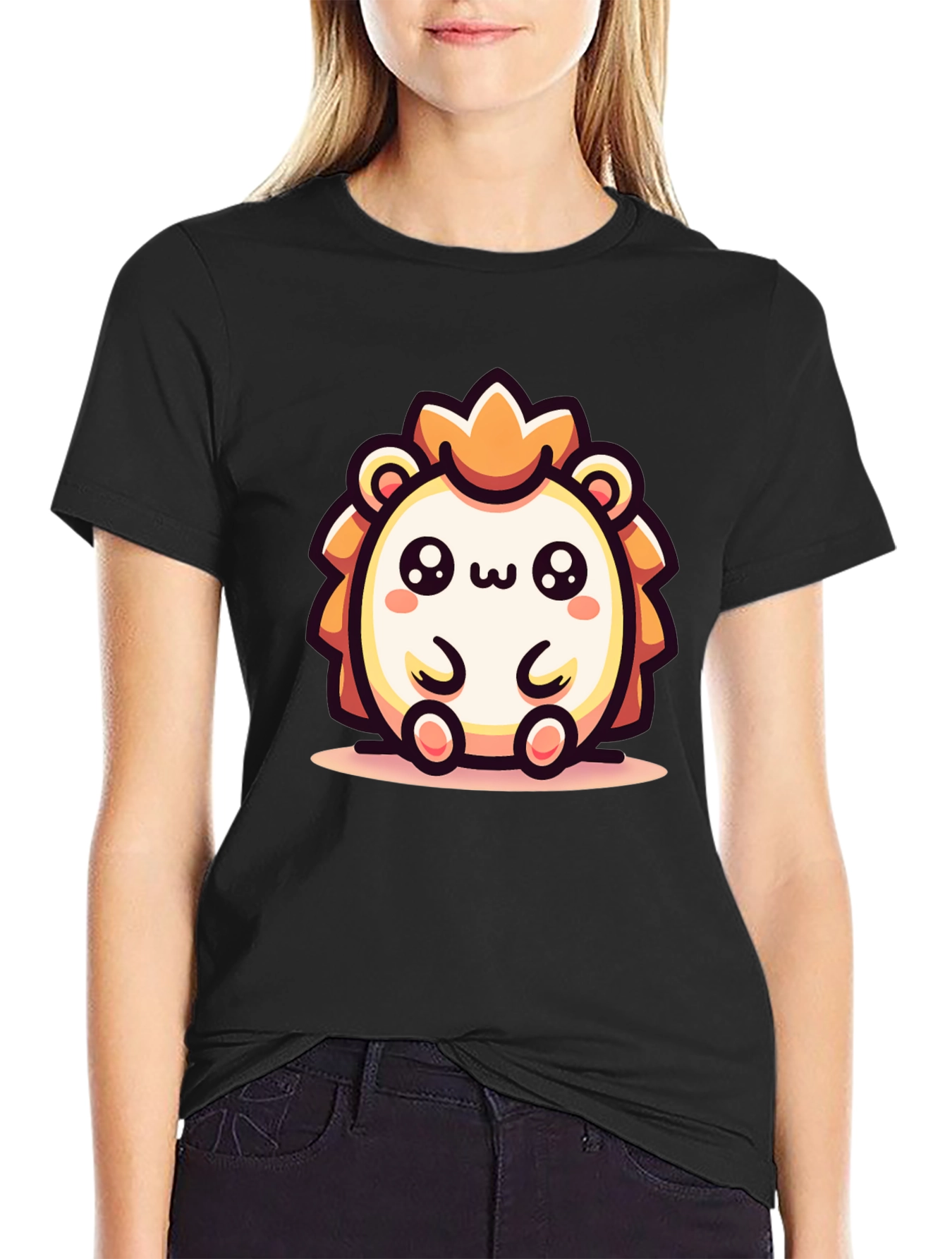 Kawaii Hedgehog Graphic Tee - Cute Cartoon Animal Shirt