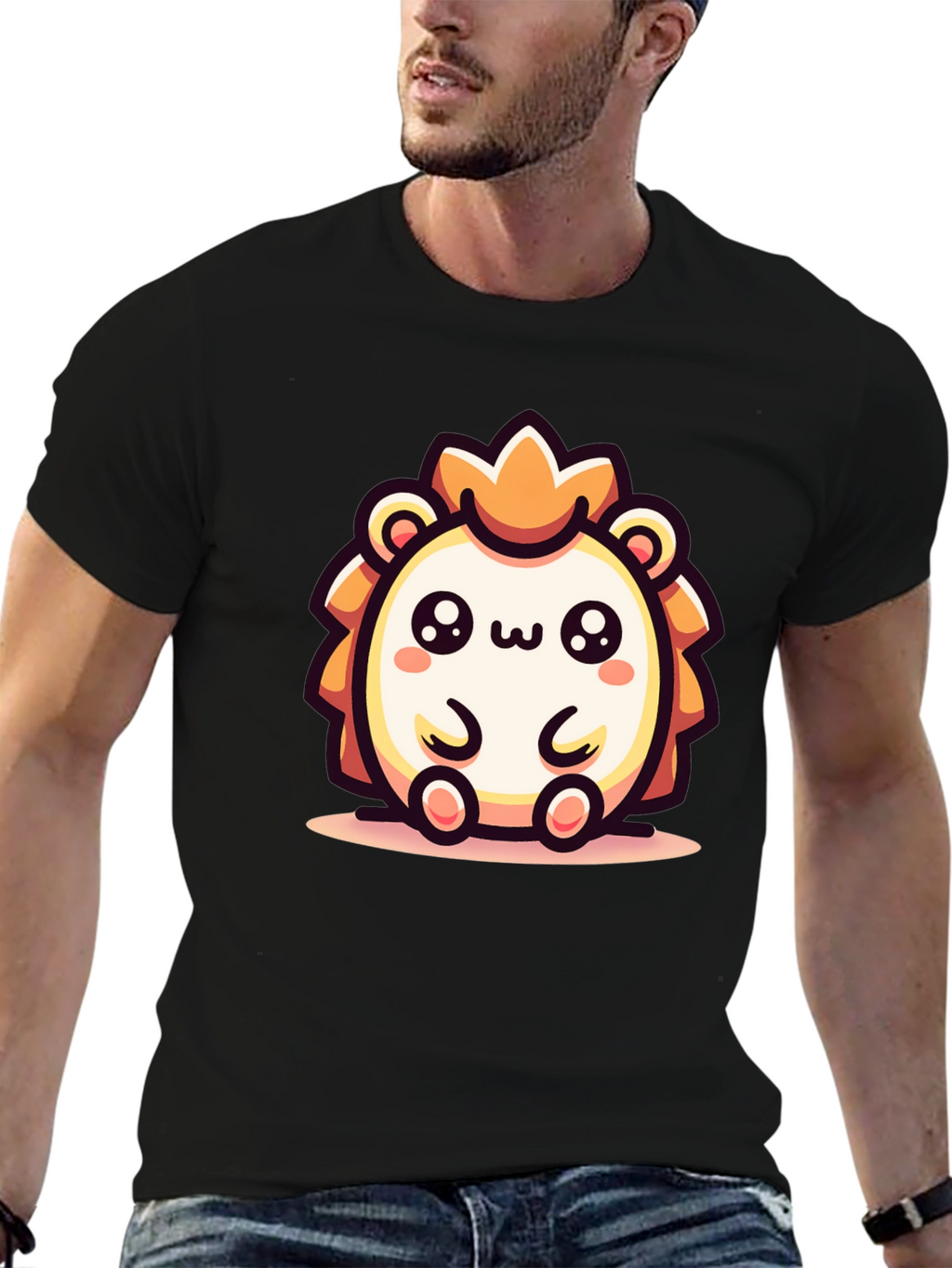 Kawaii Hedgehog Graphic Tee - Cute Cartoon Animal Shirt