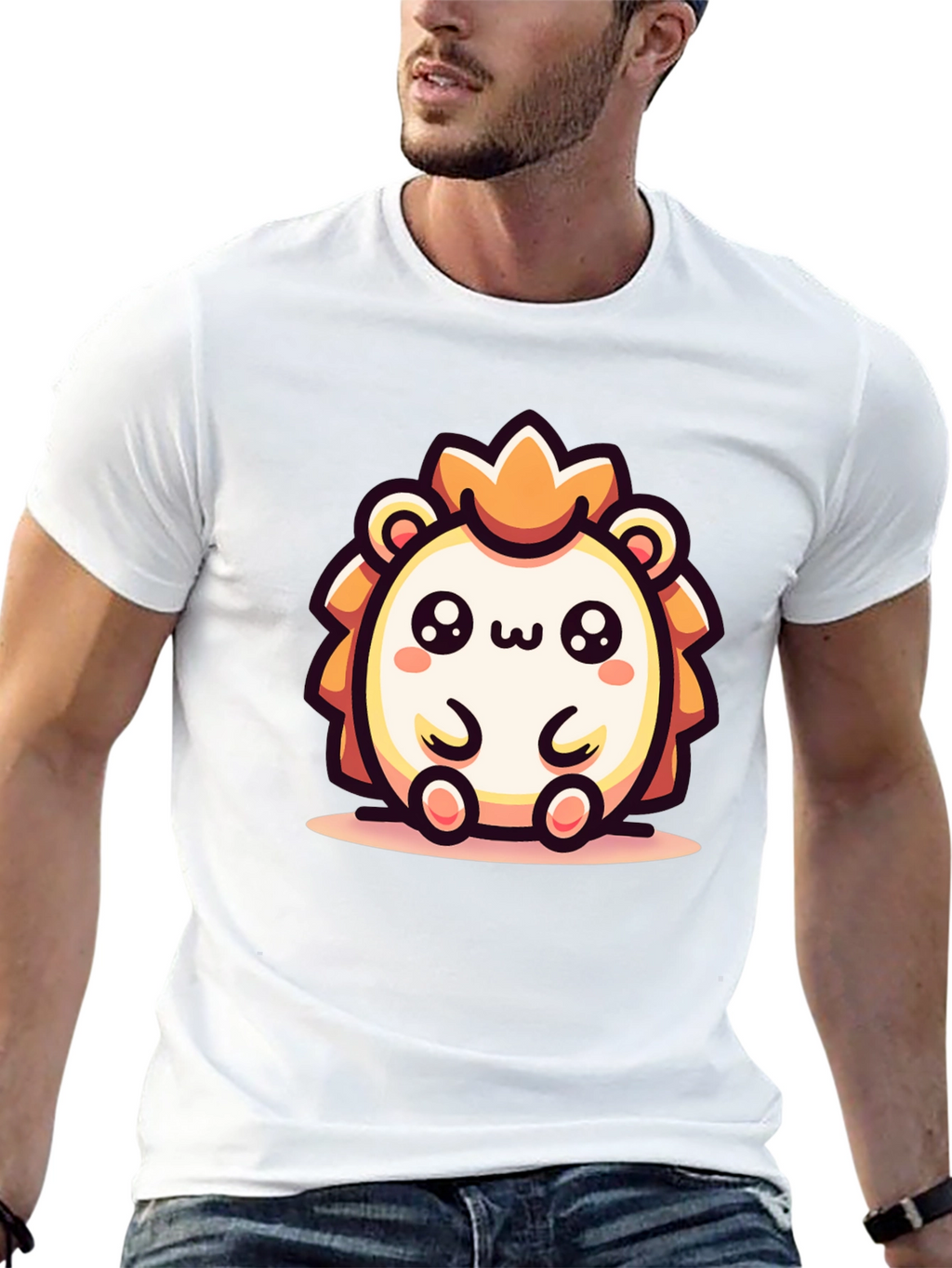 Kawaii Hedgehog Graphic Tee - Cute Cartoon Animal Shirt
