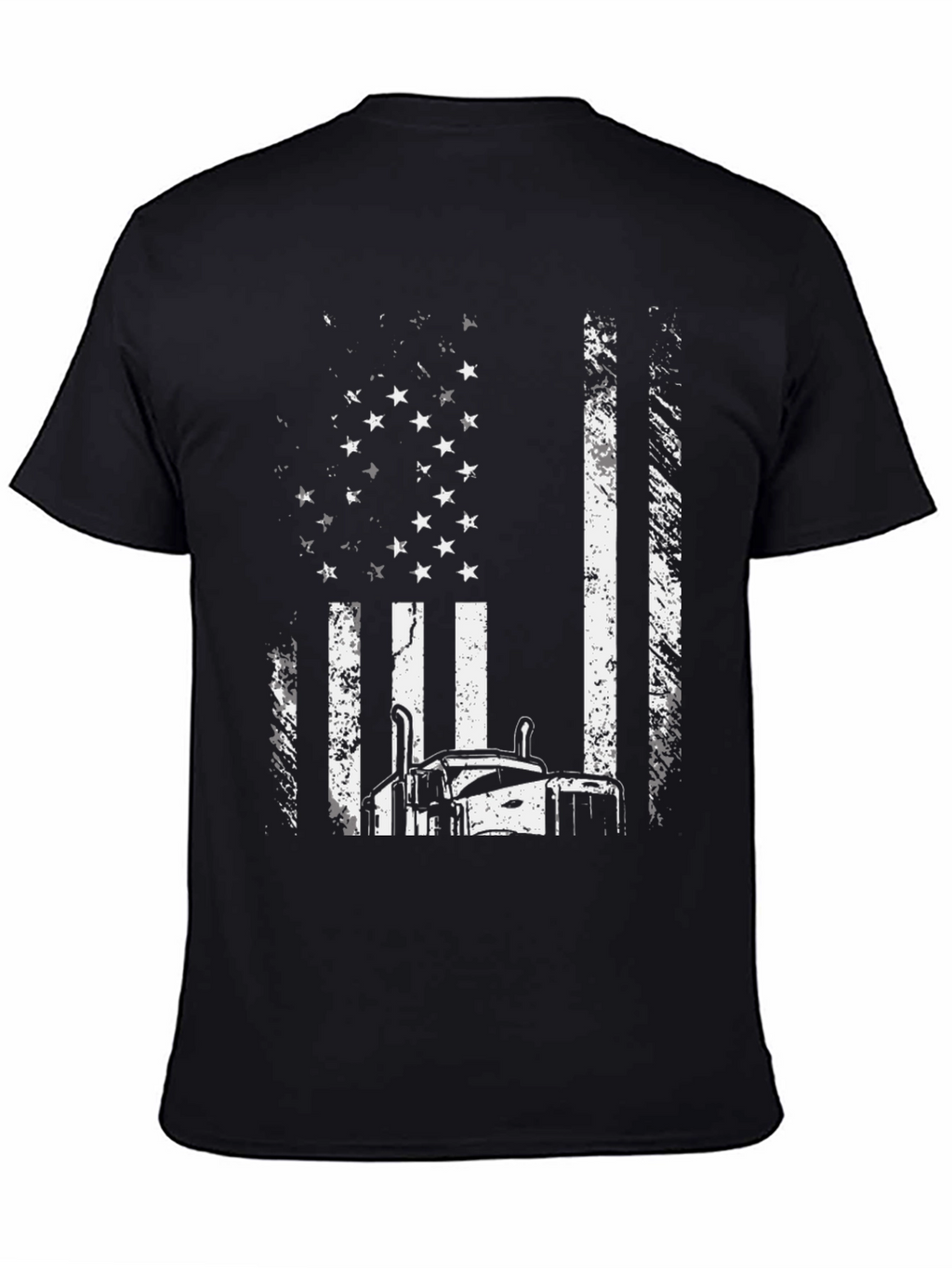 Trucker American Flag Graphic Tee - Black