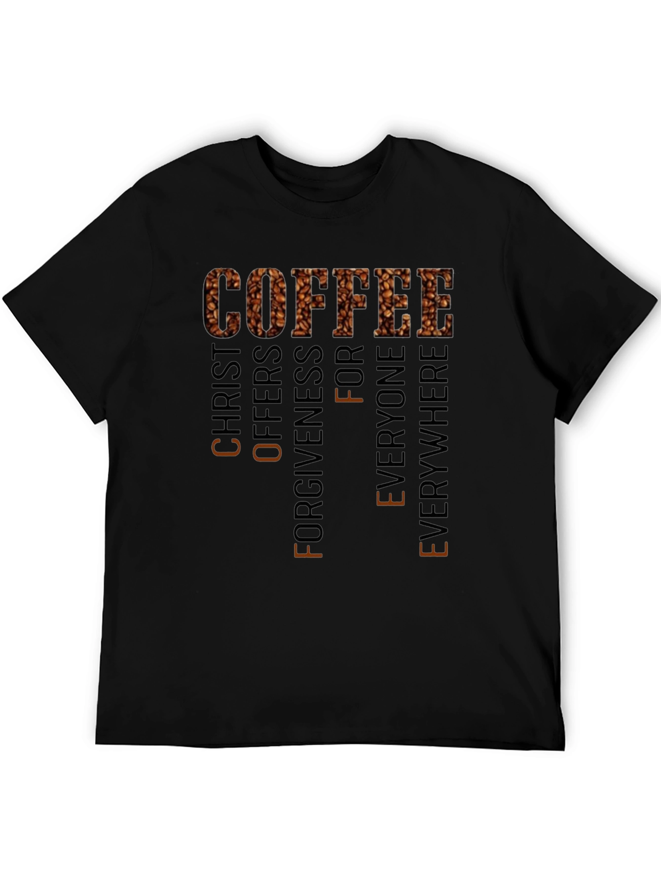 Coffee Christ Offers Forgiveness Black T-Shirt