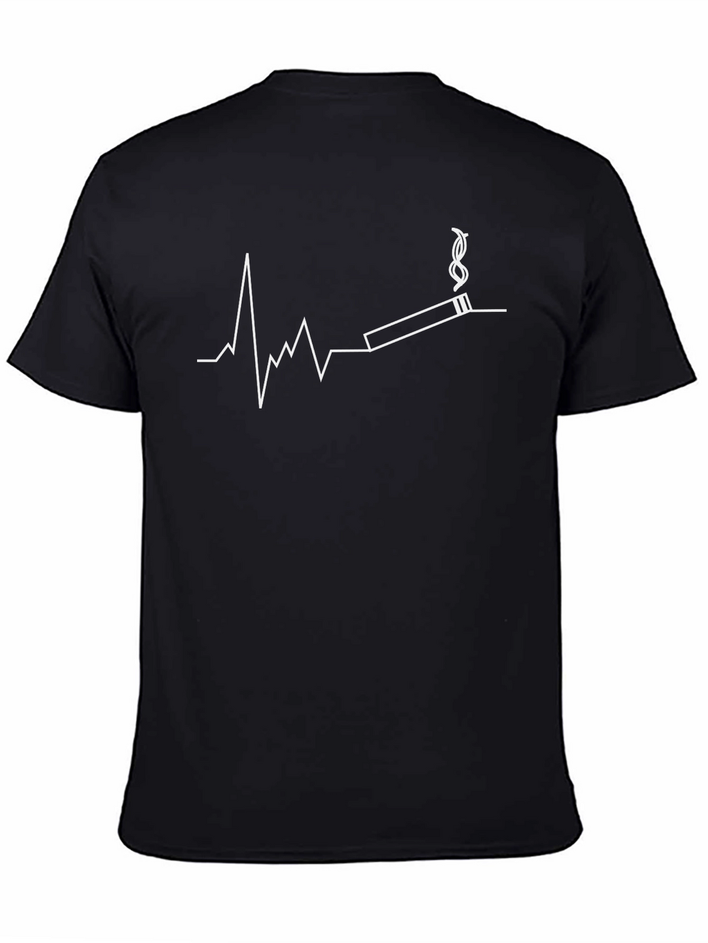 Heartbeat Cigarette Graphic Tee - Black Cotton T-Shirt