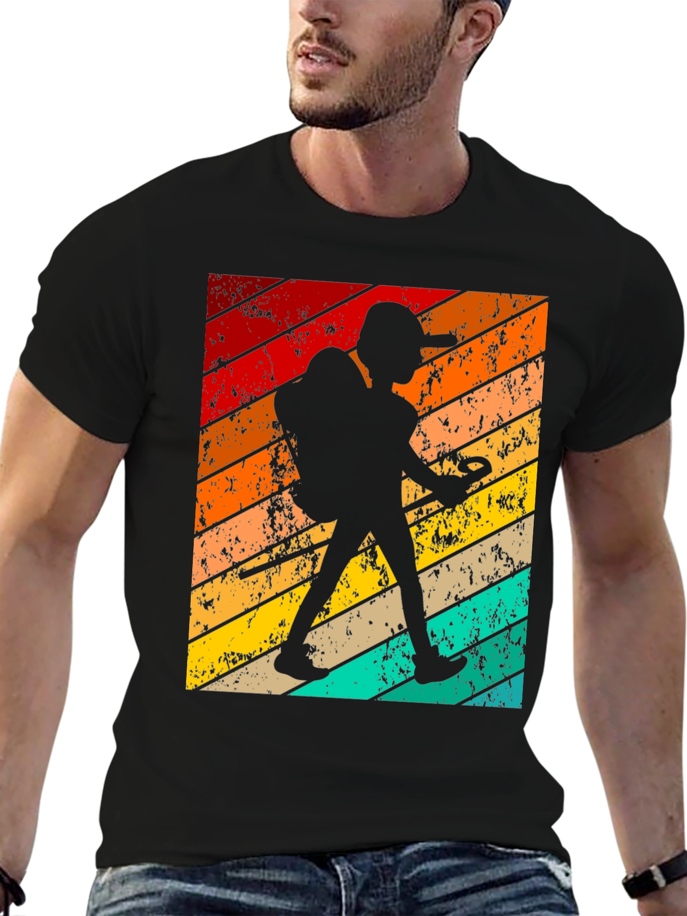 Retro Hiker Graphic Tee - Vintage Style Adventure T-Shirt