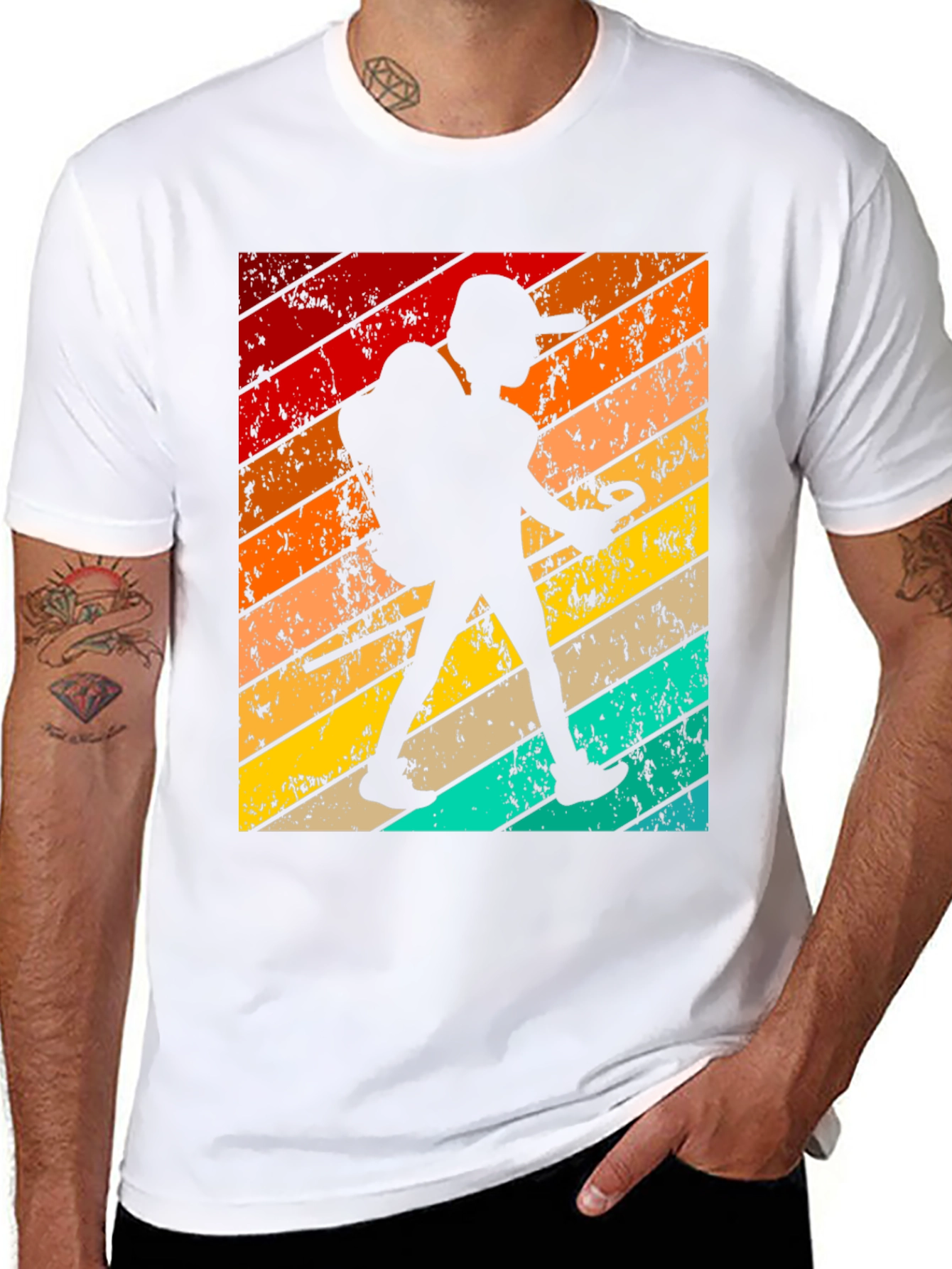 Retro Hiker Graphic Tee - Vintage Style Adventure T-Shirt