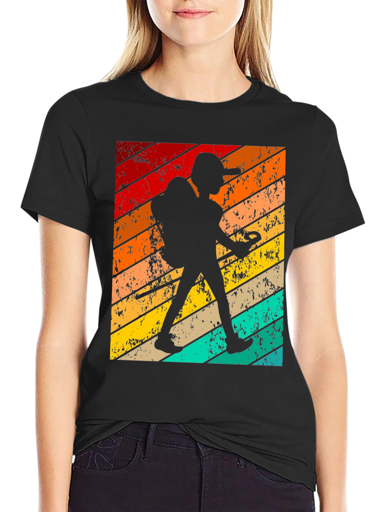 Retro Hiker Graphic Tee - Vintage Style Adventure T-Shirt