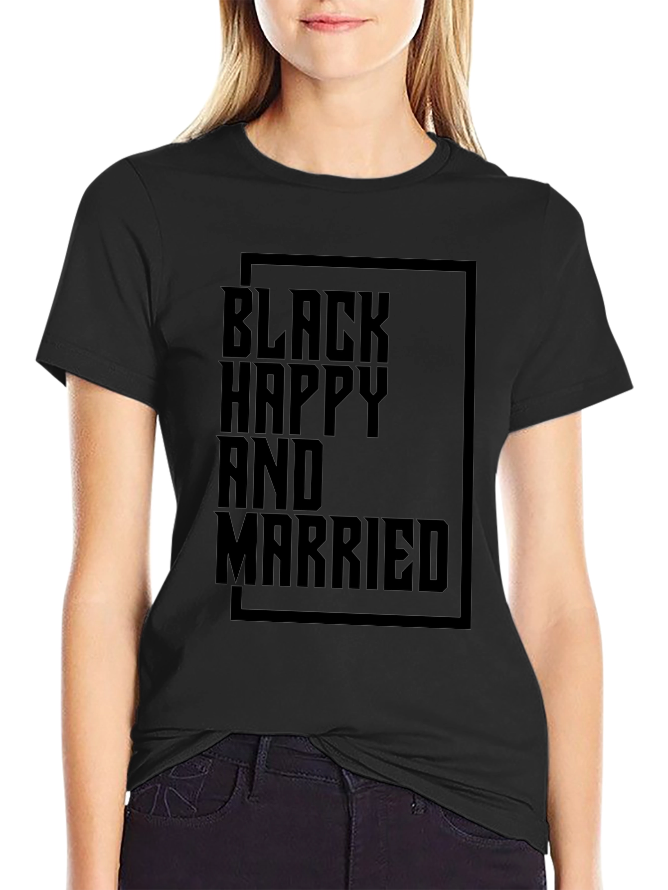 Black Happy and Married Graphic T-Shirt