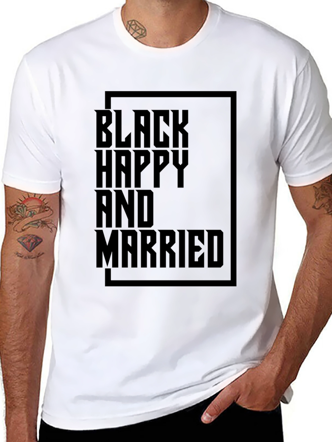 Black Happy and Married Graphic T-Shirt
