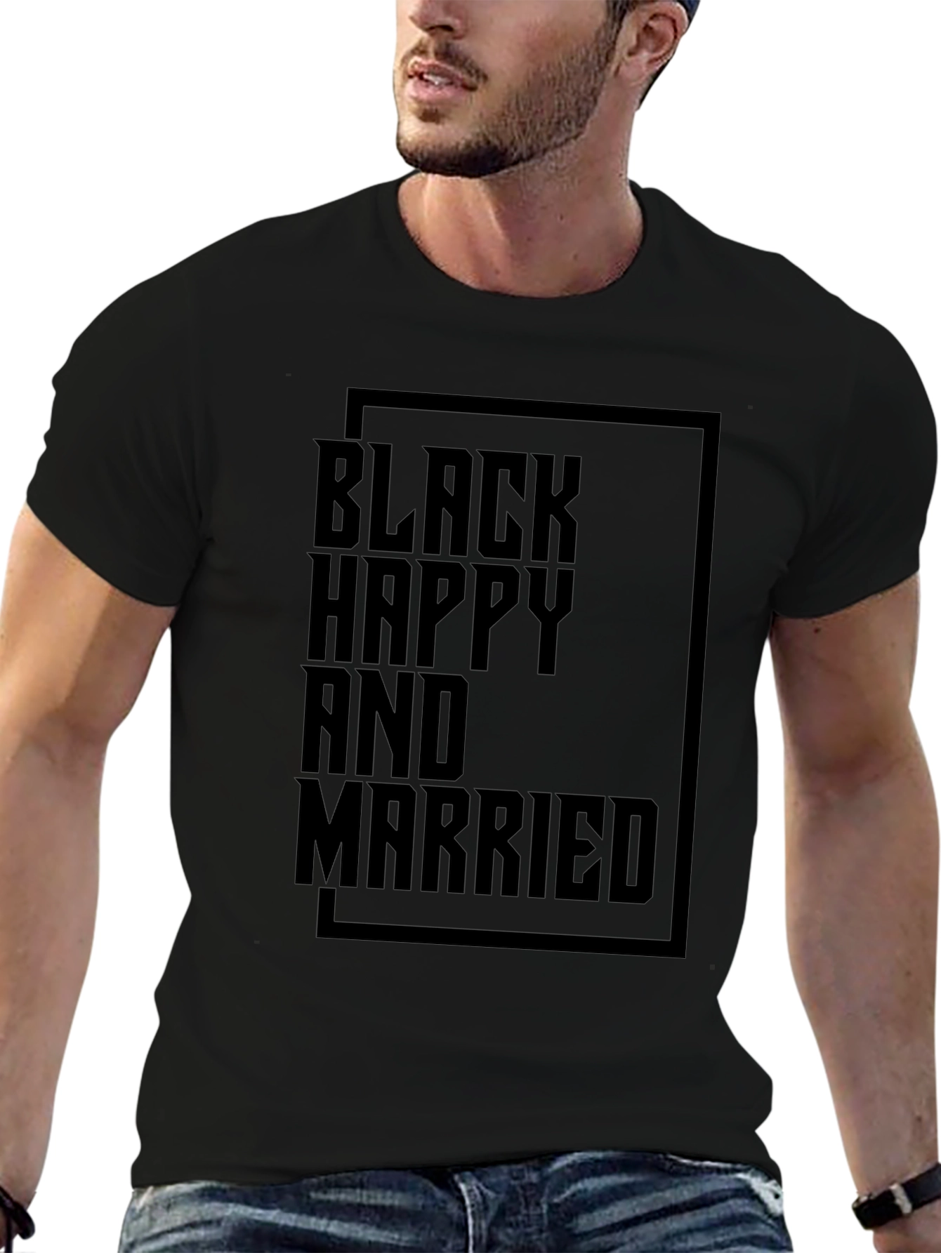 Black Happy and Married Graphic T-Shirt