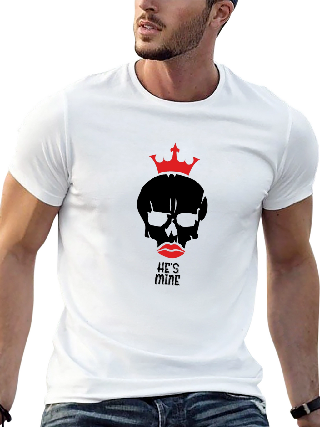 Hes Mine Skull Crown Graphic T-Shirt