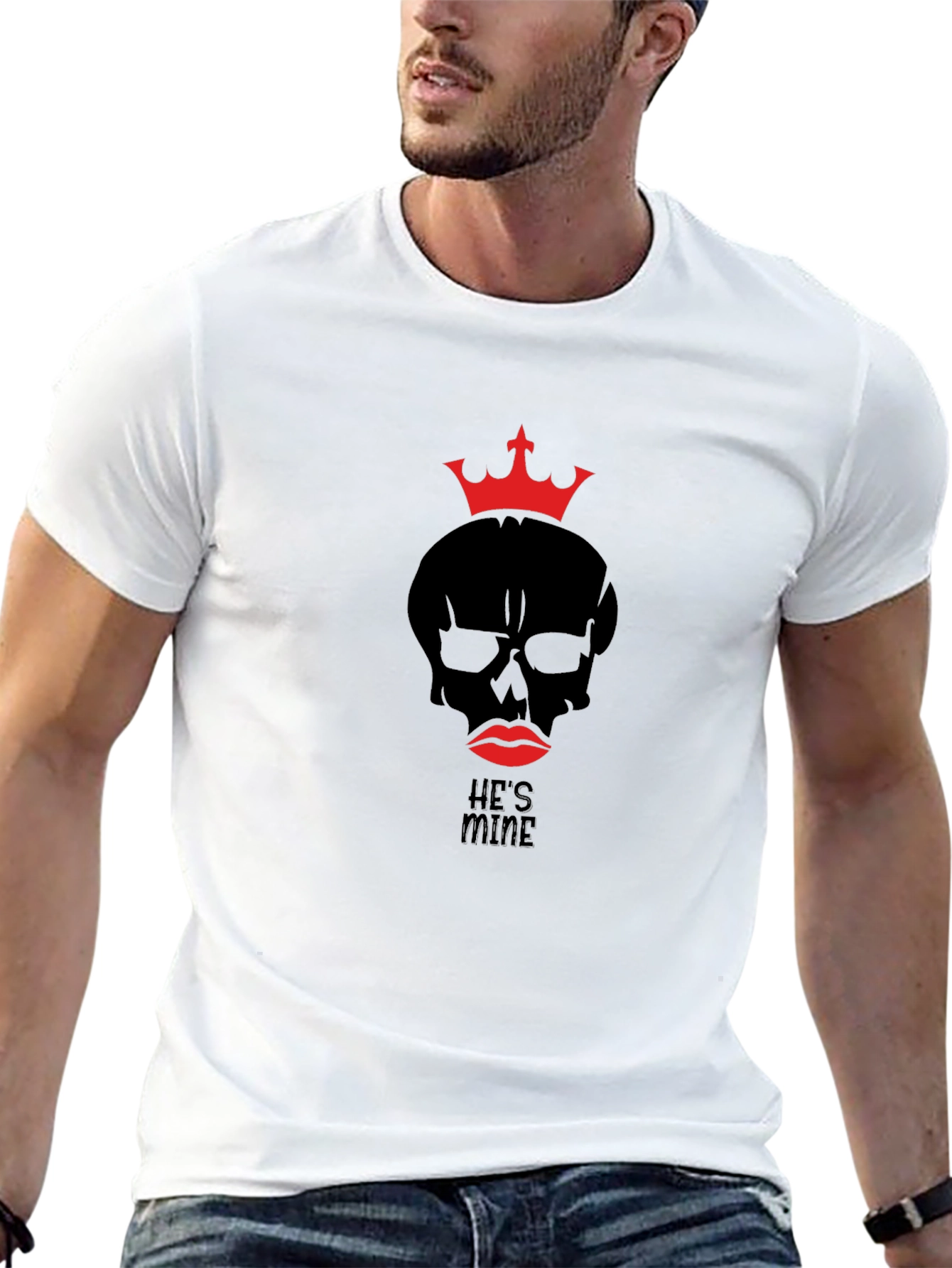 Hes Mine Skull Crown Graphic T-Shirt