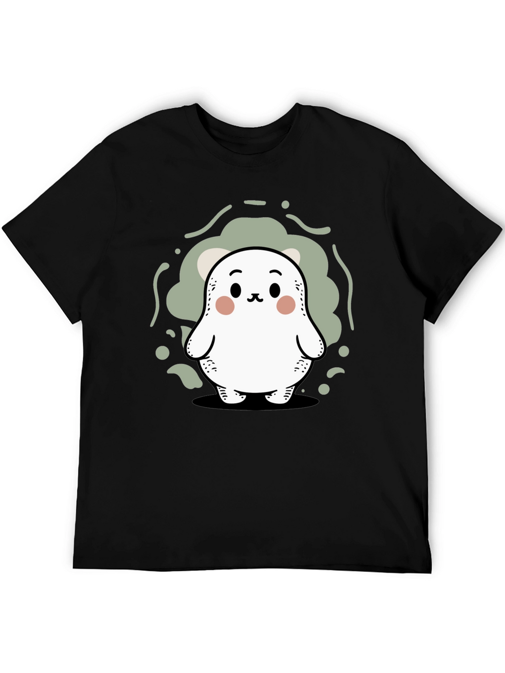 Cute Cartoon Character Black T-Shirt