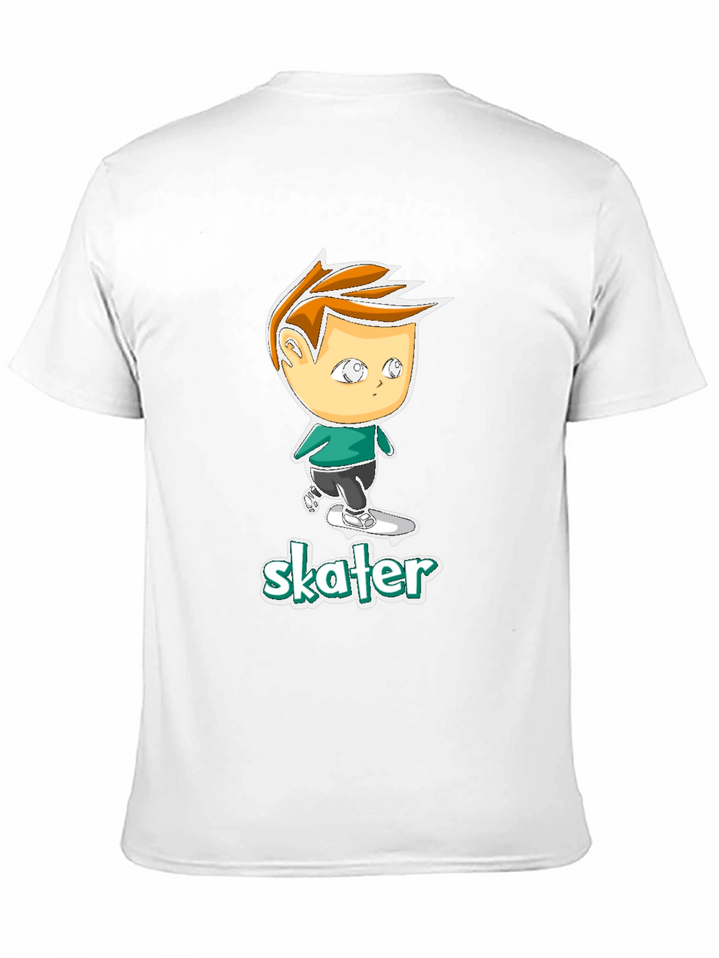 Cool Skater Boy Cartoon Black T-Shirt