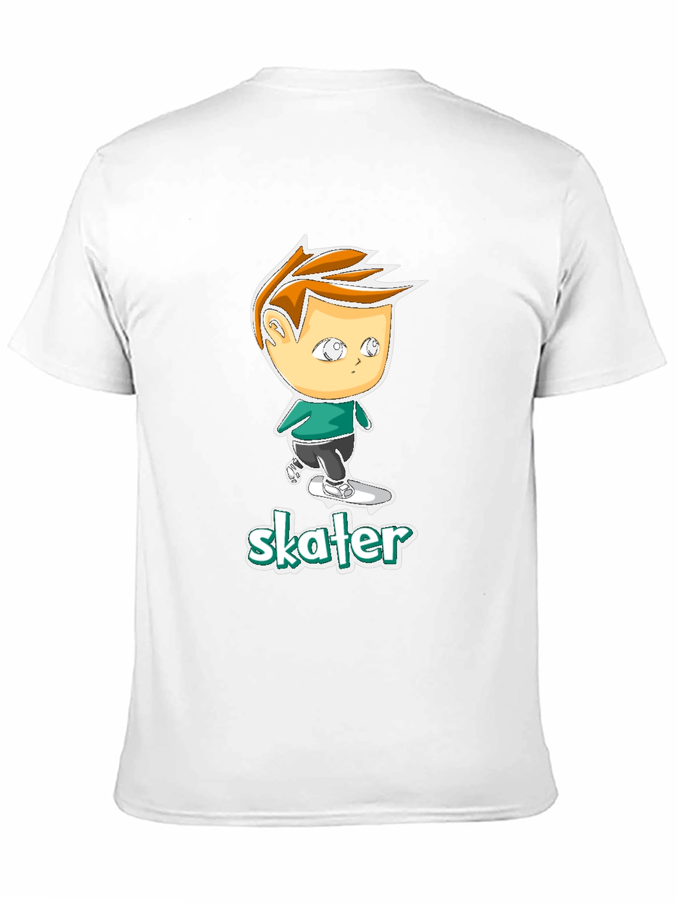 Cool Skater Boy Cartoon Black T-Shirt