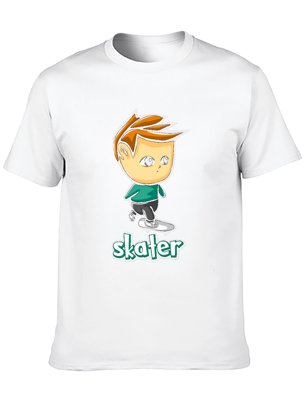 Cool Skater Boy Cartoon Black T-Shirt