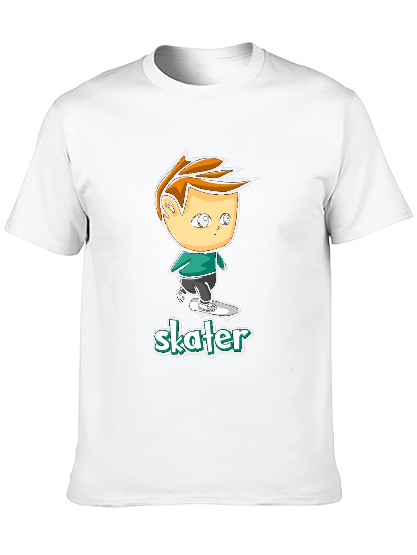 Cool Skater Boy Cartoon Black T-Shirt