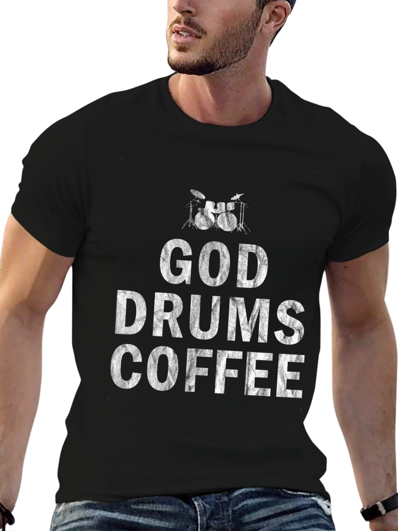 God Drums Coffee Black T-Shirt